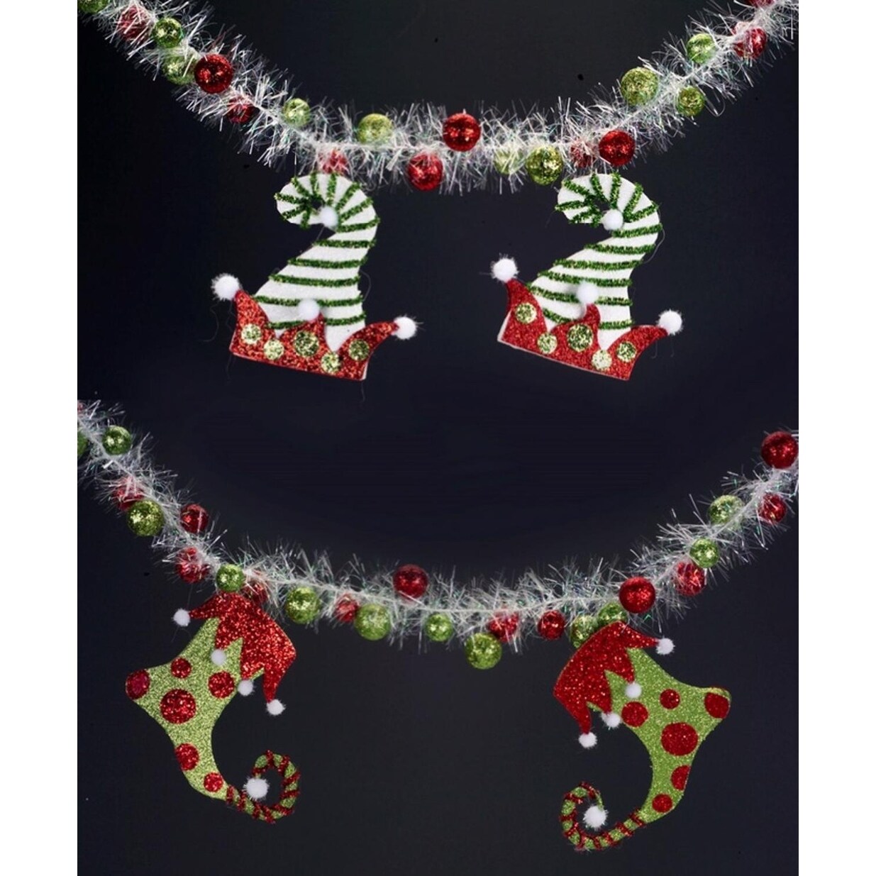 Shop Pack Of 4 Elf Hats And Stockings Garlands 54 Red Overstock 16612816