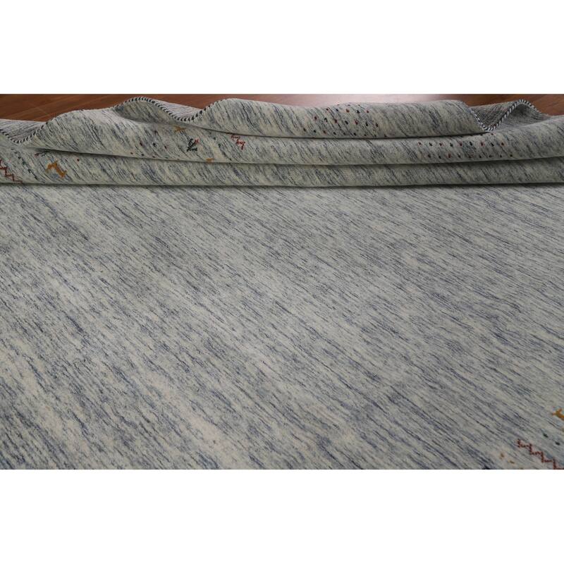 Gabbeh Beige Indian Area Rug Hand-Knotted Wool Carpet - 9'1"x 11'10"