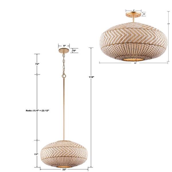 Zanzibar 4 Light Soft Gold Pendant