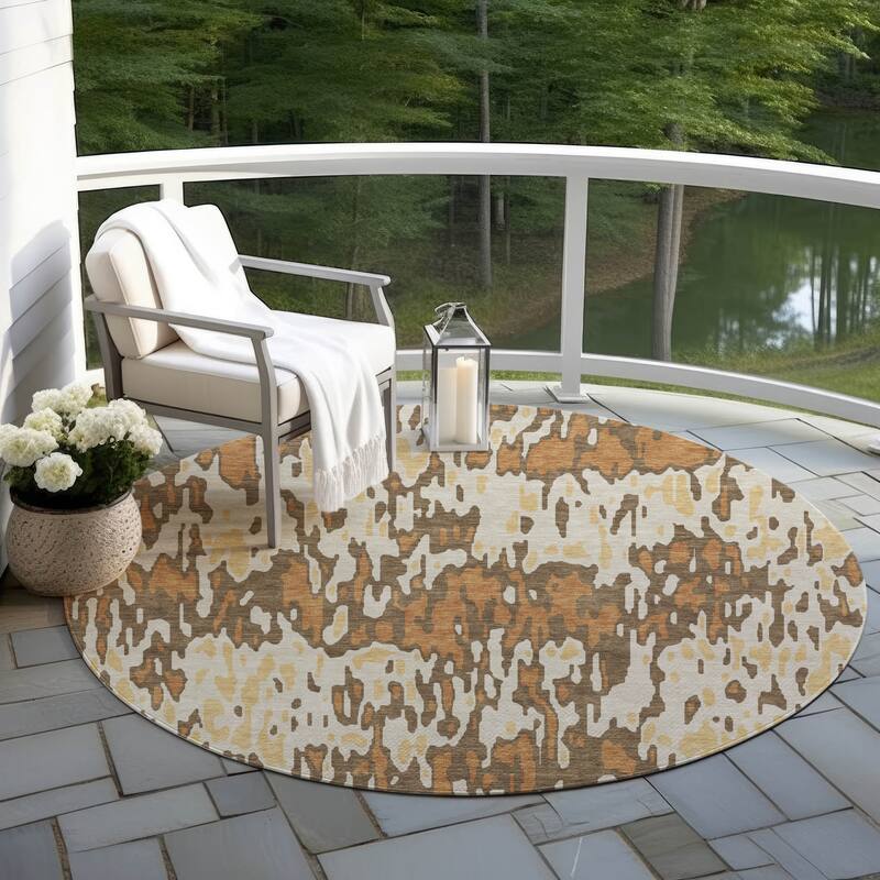 Machine Washable Indoor/ Outdoor Modern Watercolor Chantille Rug