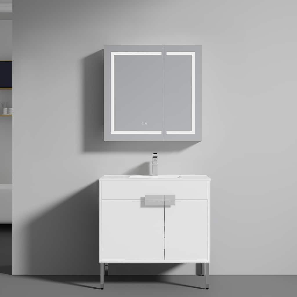 Blossom Bari 36 Inch Freestanding Wood Bathroom Vanity Cabinet w/ Sink