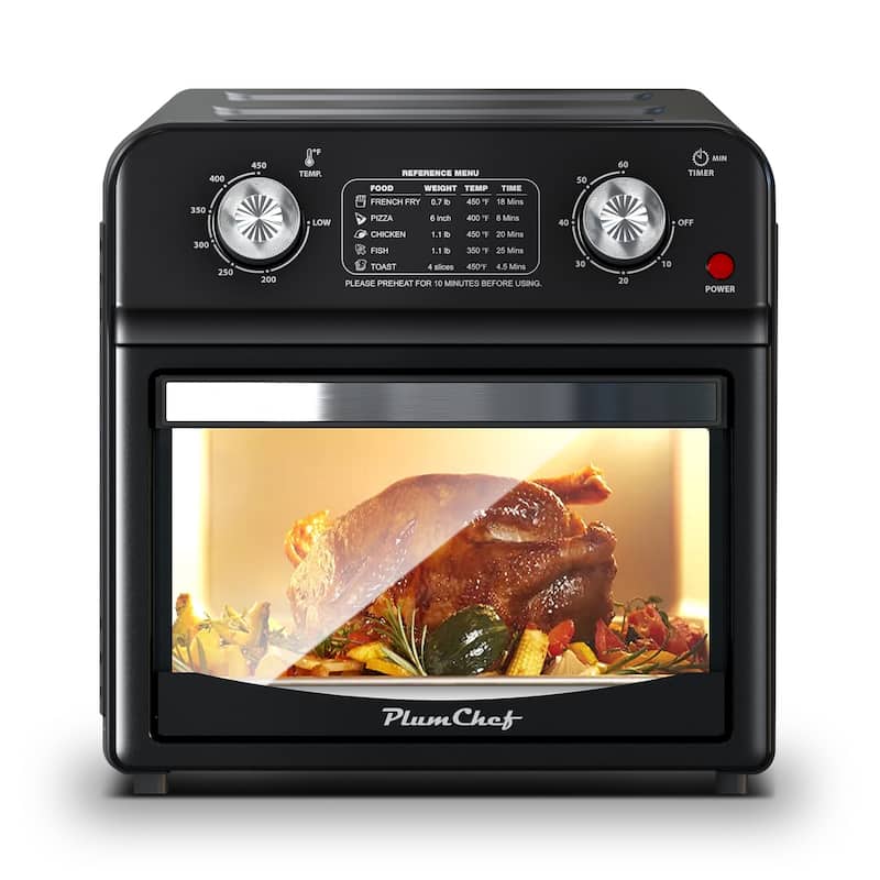 12.5 Quart 7-in-1 Convection Toaster Oven, 1500W, 5 Pre-set Menus, Roast, Bake, Grill, Broil, Toast, Dehydrate, Defrost - Black