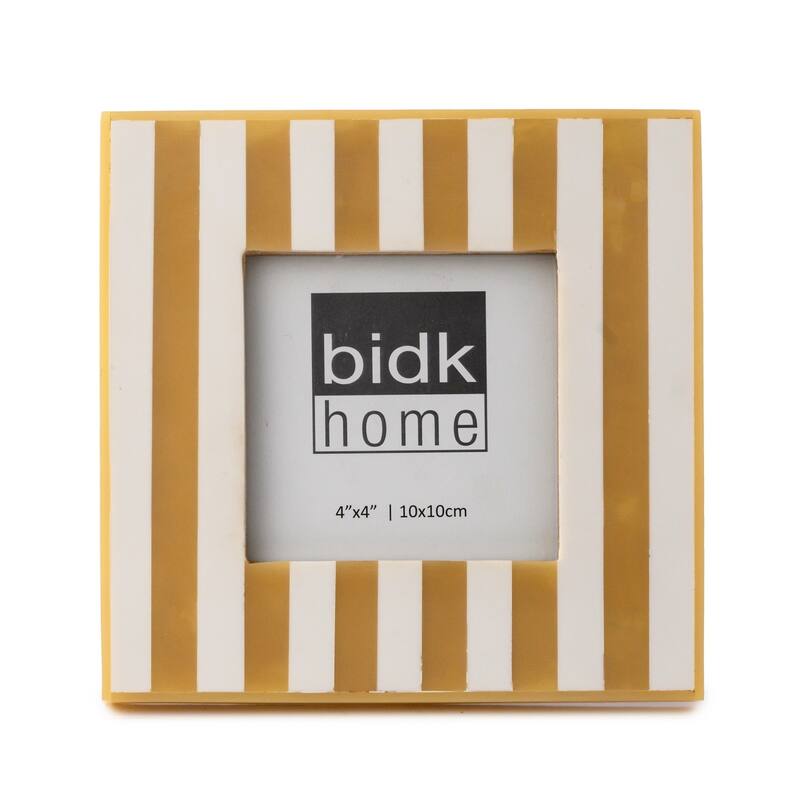 Striped Rectangular Picture Frame - for 4" x 4" Photo - Beige and White