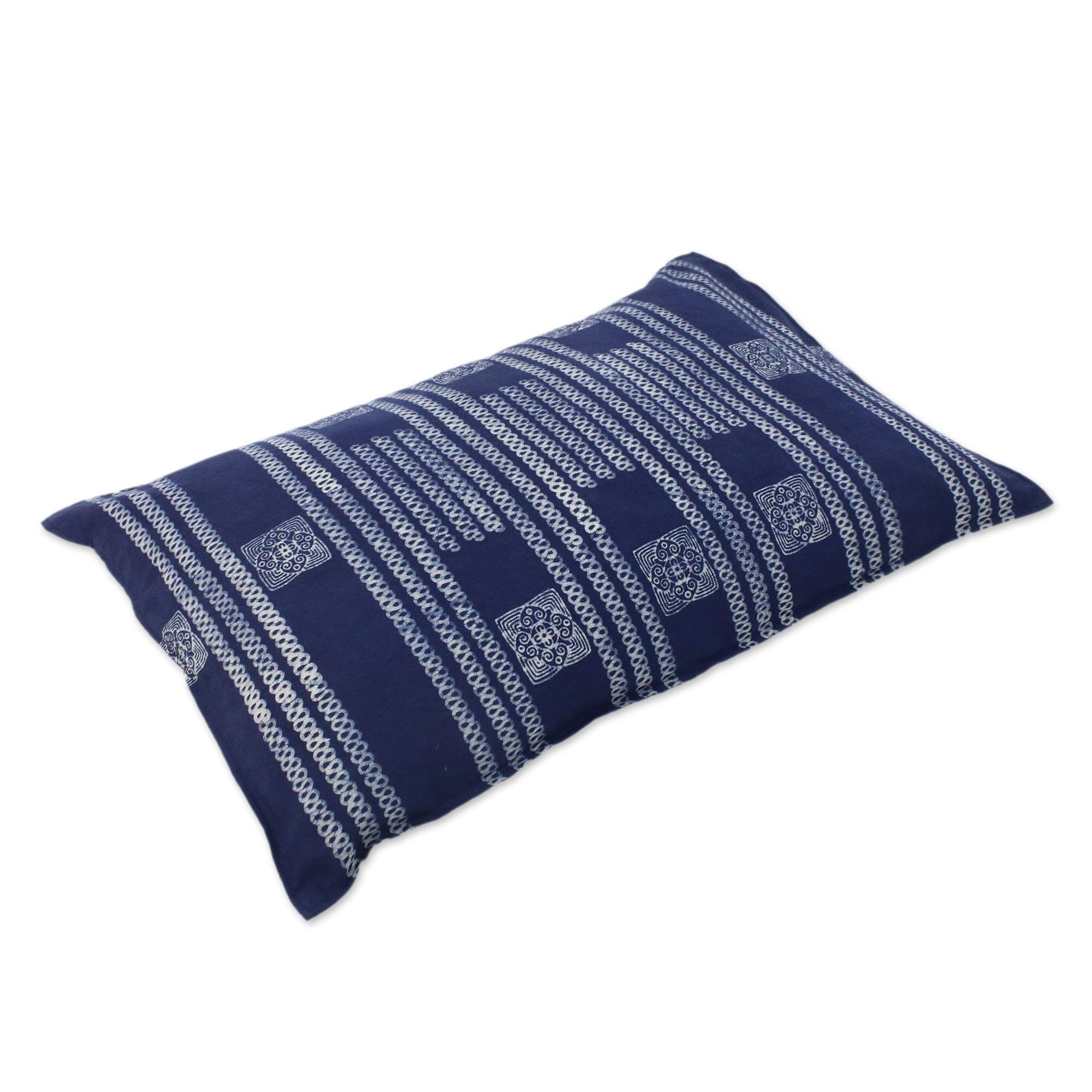Novica Handmade Indigo Forever Batik Cotton Pillow Sham Bed Bath
