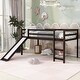 preview thumbnail 12 of 14, Twin Size Wooden Loft Bed with Slide and Ladder Espresso