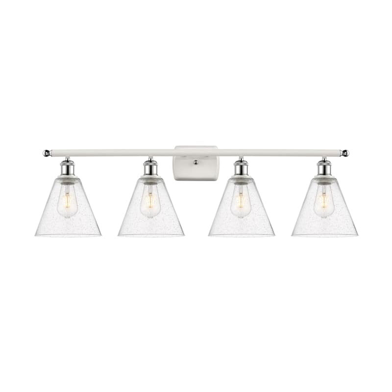 Innovations Lighting 516-4W-11-38 Berkshire Vanity Berkshire 4 Light - White and Polished Chrome / Seedy