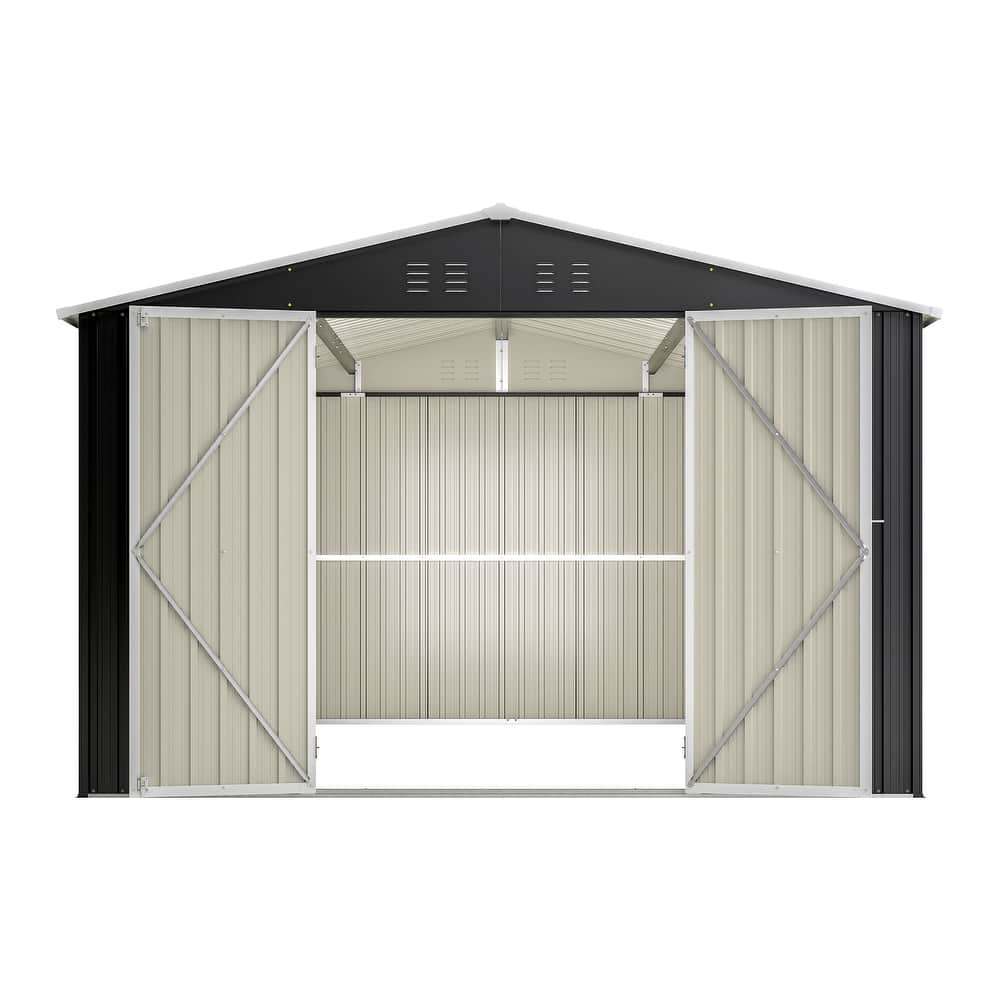 Large Outdoor Metal Storage Shed Garden Shed Tool Shed with Lockable Double Doors & Weather-Resistant, Air Vents