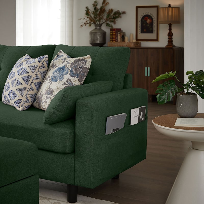 101" Sectional Sofa with Storage Ottoman