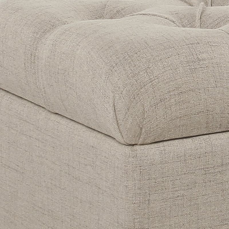 Chic Beige Upholstered Bench with Button Tufting and Hinged Storage - 40" x 18" x 18"