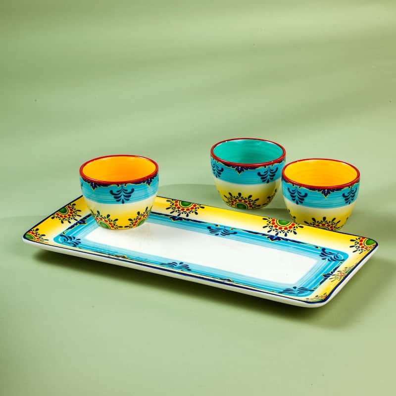 Euro Ceramica Zanzibar Ceramic 4 Piece Appetizer Serving Set