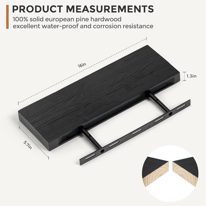 Floating Shelves Wall Mounted Set of 2 - 16"D x 5.7"W x 1.3"H