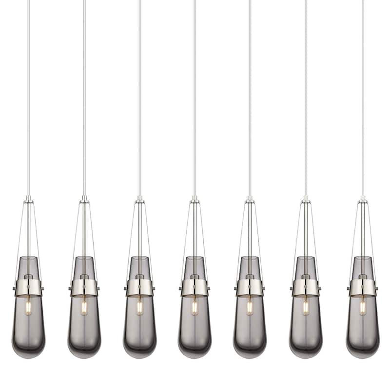 Innovations Lighting 127-452-1P-21-49 Milan Pendant Milan 7 Light 49" - Polished Nickel / Light Smoke