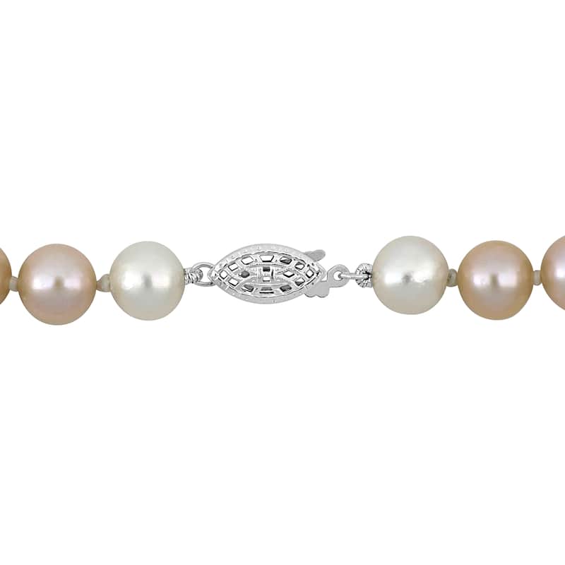 Miadora 8mm Multi-Colored Cultured Freshwater Pearl Graduated Necklace in Sterling Silver, 18 in