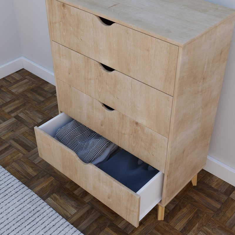 Mid Century Modern Tall 4-Drawer Dresser