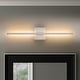 preview thumbnail 35 of 119, 1-Light Black/ Gold/ Nickel Modern Long Linear Strip Wall Sconce Dimmable LED Bathroom Vanity Light Rectangular backplate/W:23.6'' - Nickel
