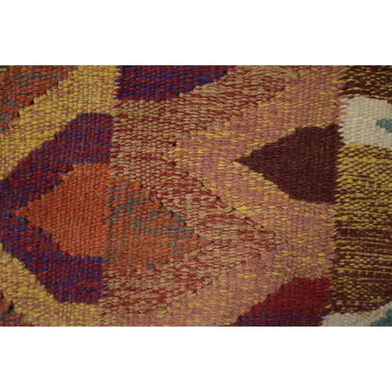 Hand Woven Oriental 100% Wool Carpet Southwestern Tribal Multi-Colored Kilim Area Rug - 9' 8'' X 6' 7''