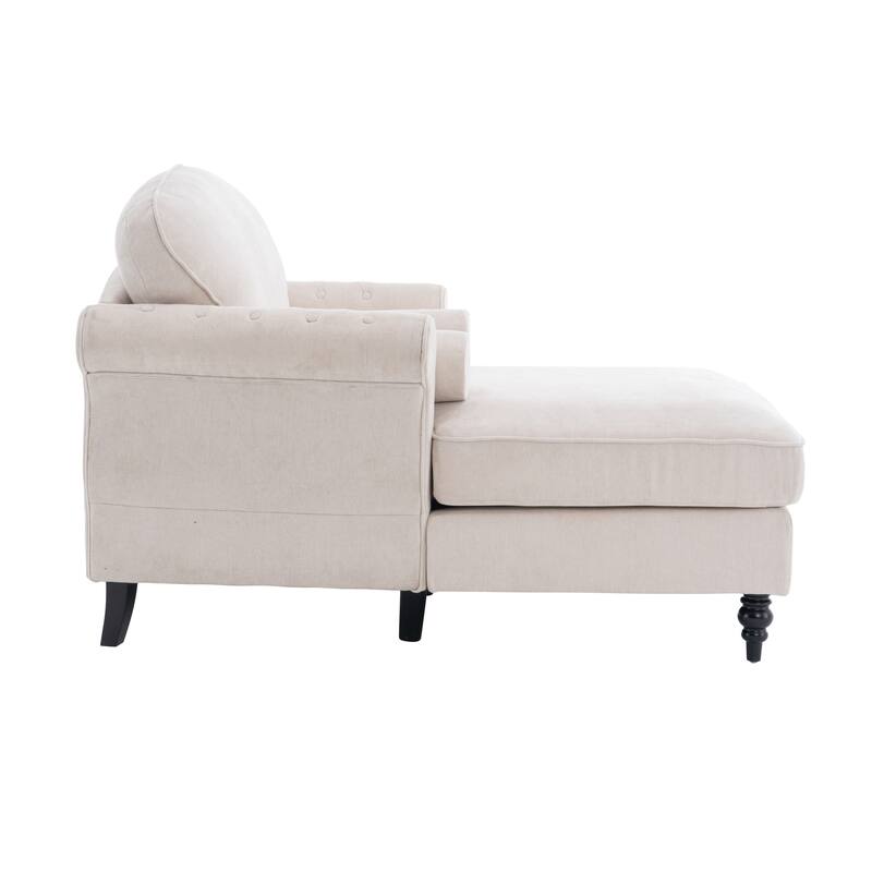 Anmytek Oversized Chenille Chaise Lounge Sofa Bed - Wide Seat Lazy Sleeper Reading Armchair