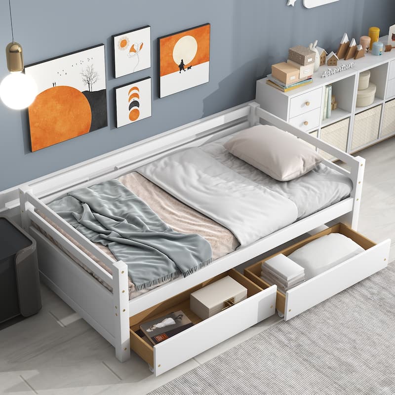 Daybed with two Storage Drawers - White