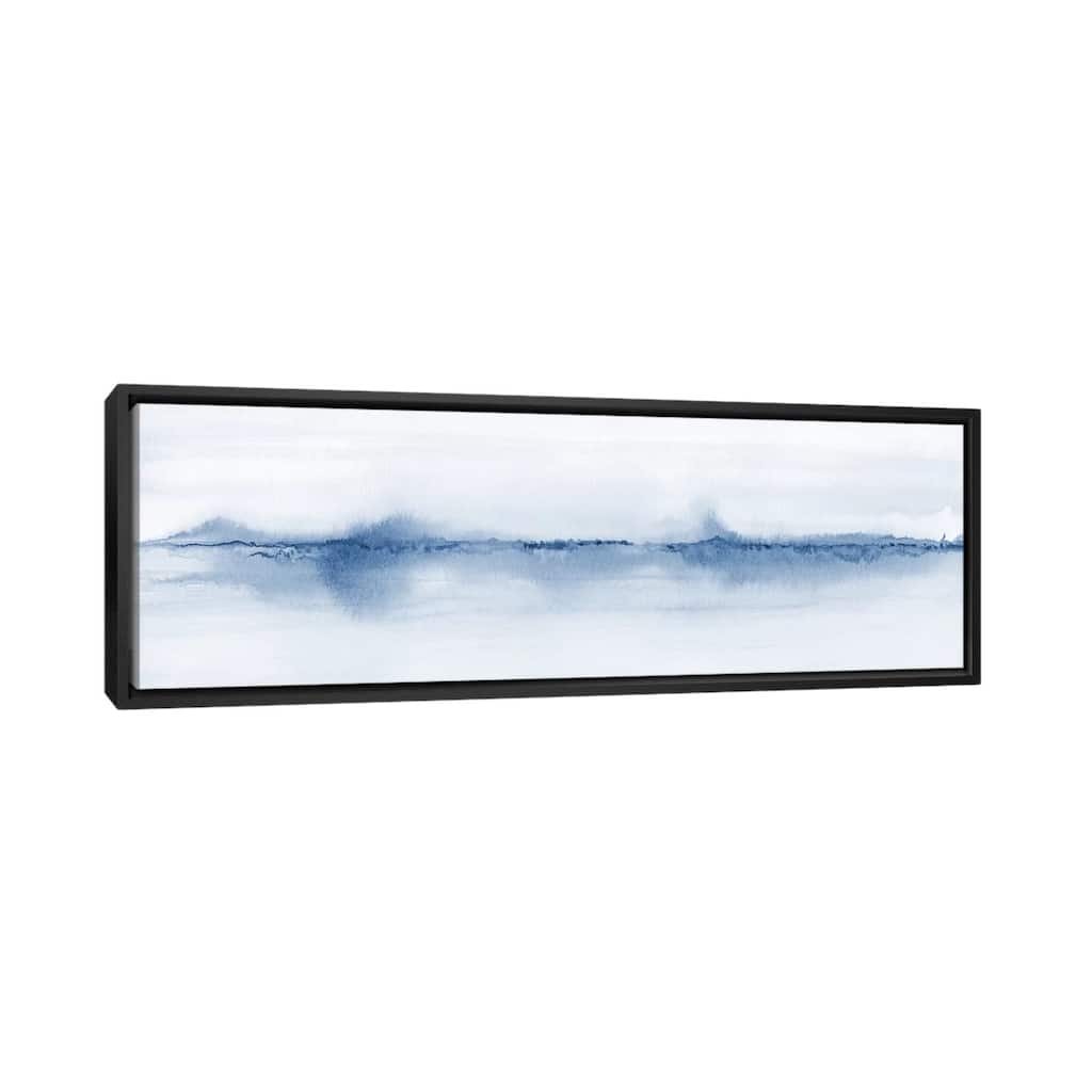iCanvas "Watercolor Landscape V - Shades Of Blue - Panoramic" by Nouveau Prints Framed Canvas Print