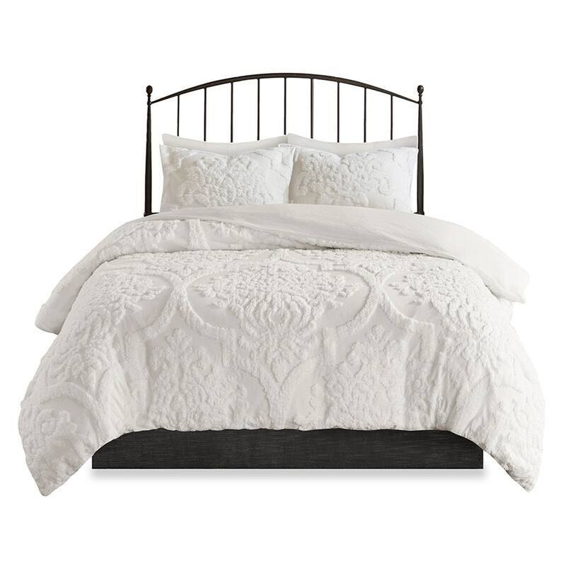 GDF Studio - Tufted Cotton Chenille Damask 3-Piece Comforter Set