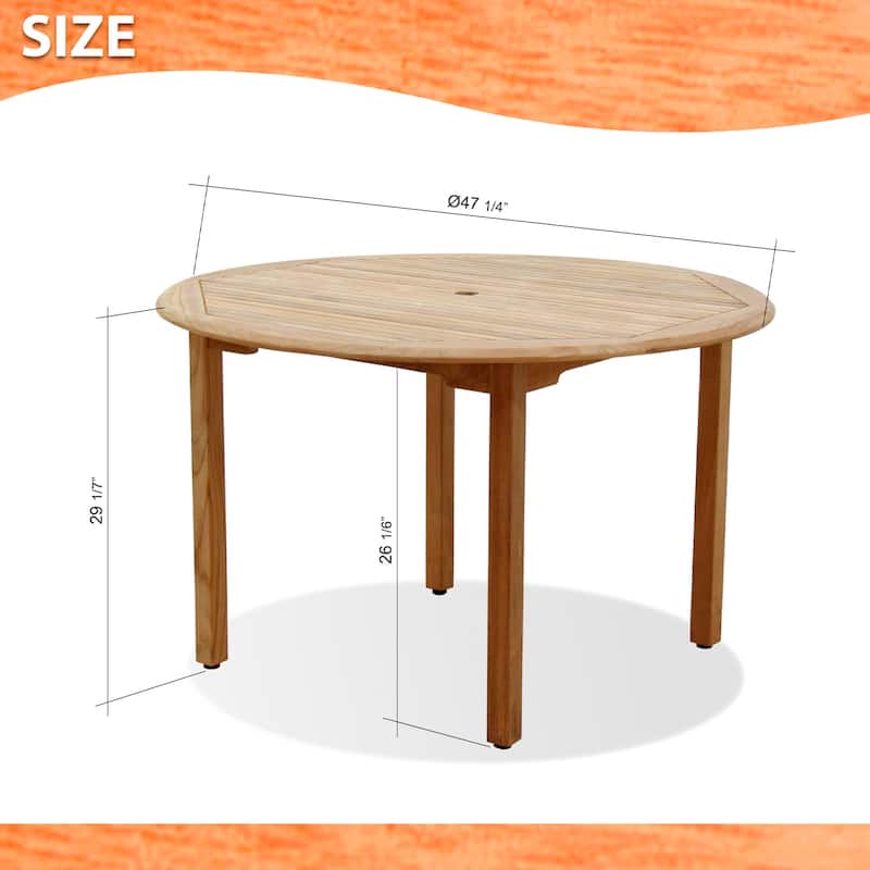 Amazonia Panthrep Round Outdoor Patio Solid Teak Dining Table