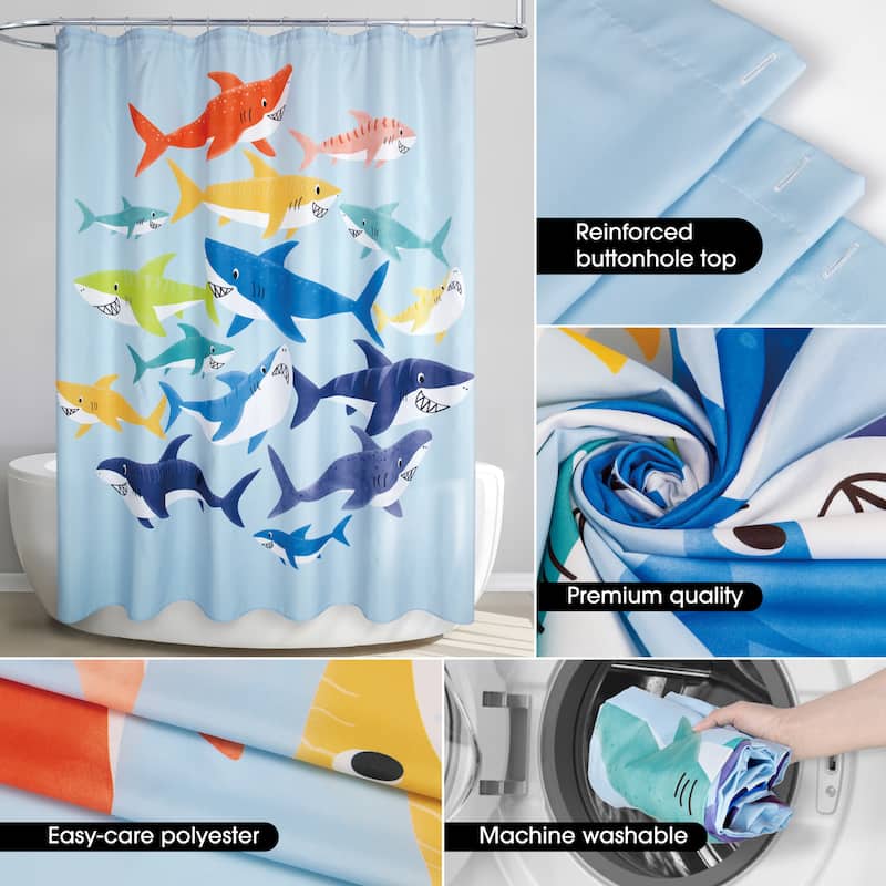 Colorful Sharks Shower Curtain - Multi - 70x72