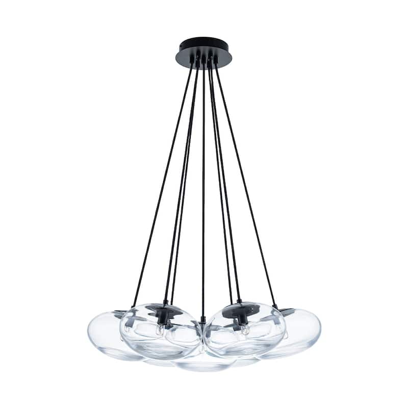Minimalist 7-Light Glass Globe Bubble Cluster Pendant Chandelier