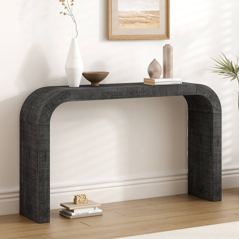52 Inch Wood Console Table with Curved Edge