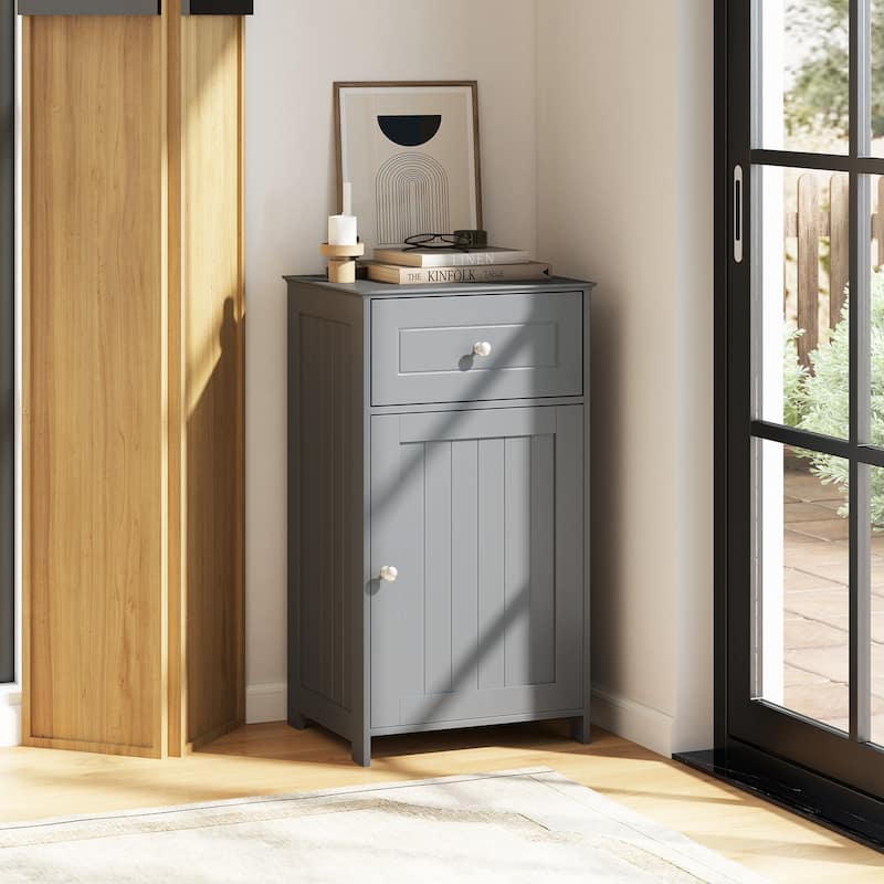 Bathroom Storage Cabinet with Drawer and Adjustable Shelf - 17" x 13.5" x 30.5"