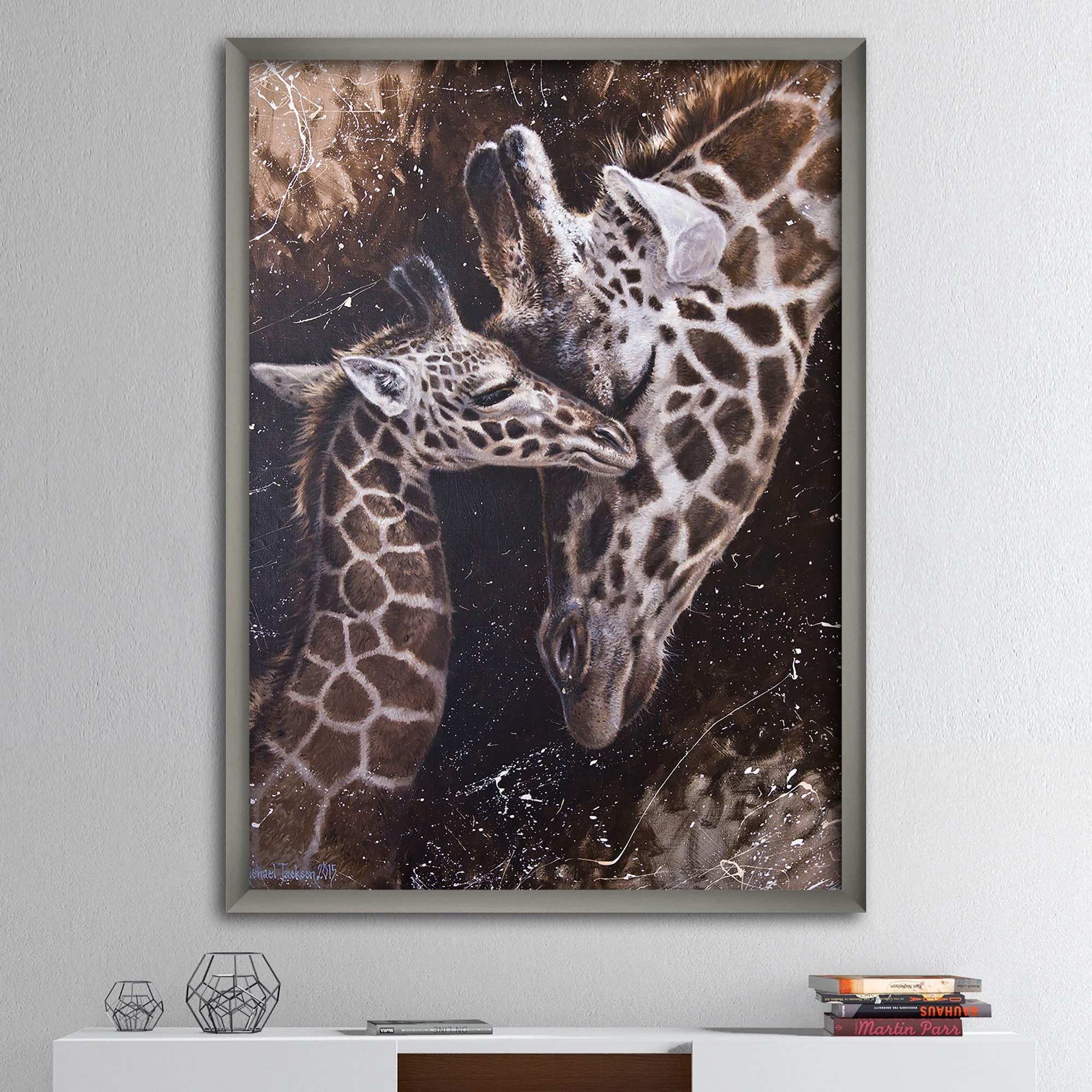 mother and baby giraffe paintings