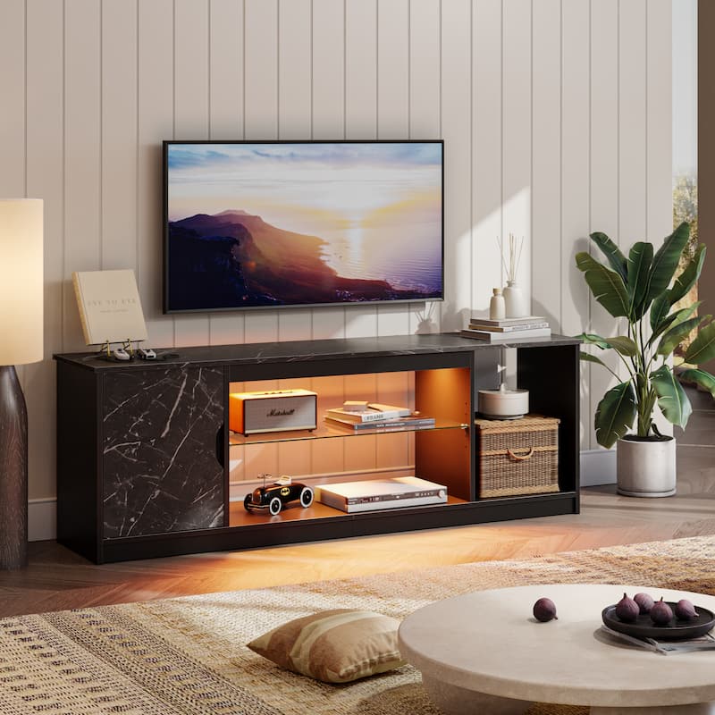 Modern TV Stand for up to 65" TVs Gaming Entertainment Center with Adjustable Shelves for PS5 - 58 inches