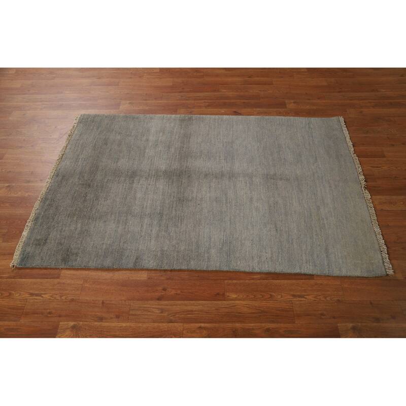 Hand Knotted Oriental 100% Wool Carpet Modern Modern Greys & Charcoal Gabbeh Area Rug - 4' 11'' X 3' 3''