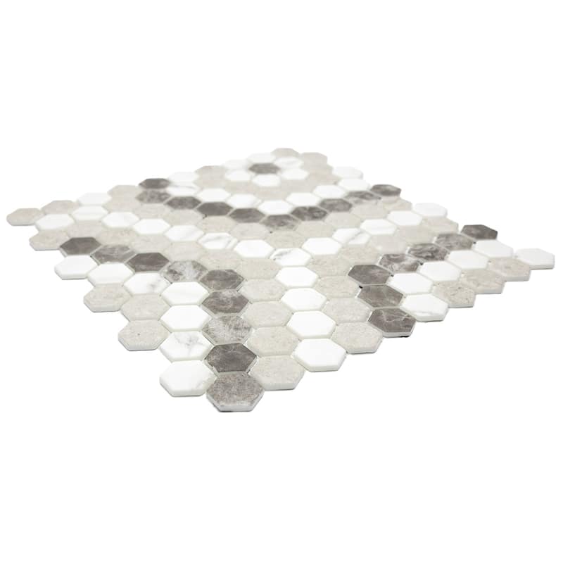 Eterna Hex 1x1 Blend Pattern Roman Matte Glass Mosaic Tile - Floor, Wall, Backsplash