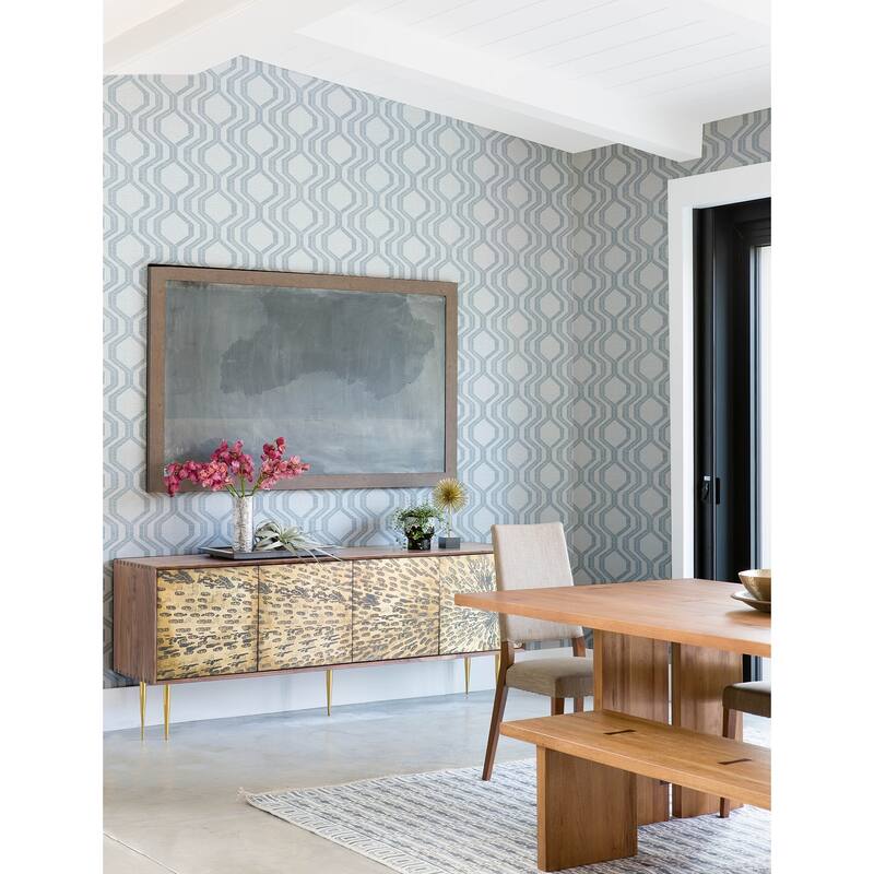 A-Street Prints Burton Light Blue Modern Ogee Wallpaper