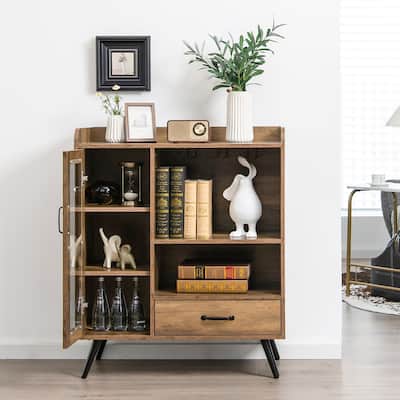 Wooden Buffet Storage Sideboard Standing Wine Cabinet with Drawer