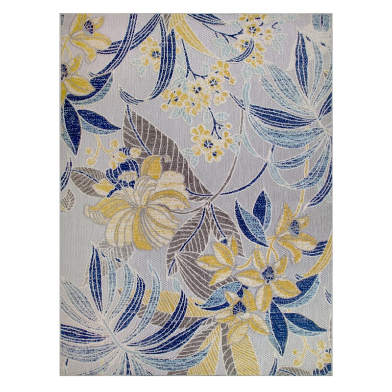 Leick Home Song Floral Indoor Outdoor Area Rug Rectangle 8'X10' and 2'x8' Runner Combo - 8' x 10' - 8' x 10'