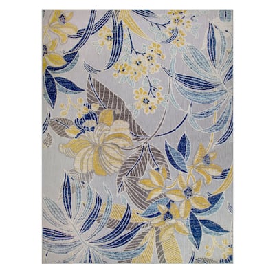 Leick Home Song Floral Indoor Outdoor Area Rug Rectangle 8'X10' and 2'x8' Runner Combo - 8' x 10'