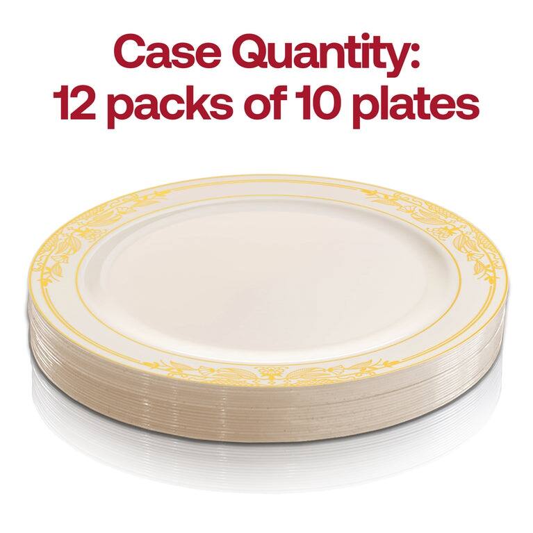 Gold Harmony Rim Disposable Plastic Plate Packs - Party Supplies