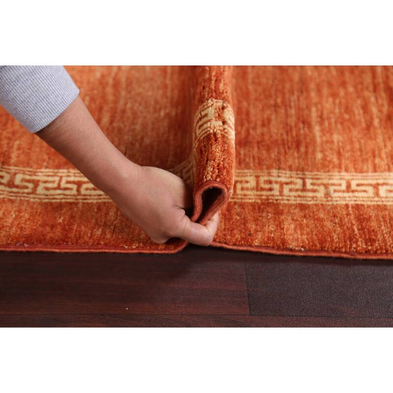 Orange Gabbeh Kashkoli Runner Rug Hand-knotted Oriental Wool Carpet - 2'7" x 9'0"
