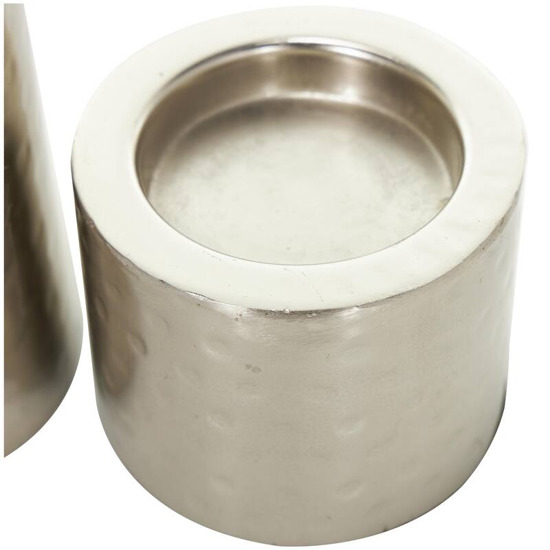 Metal Handmade Pillar Decorative Candle Holder - Set of 3 Silver - CosmoLiving by Cosmopolitan