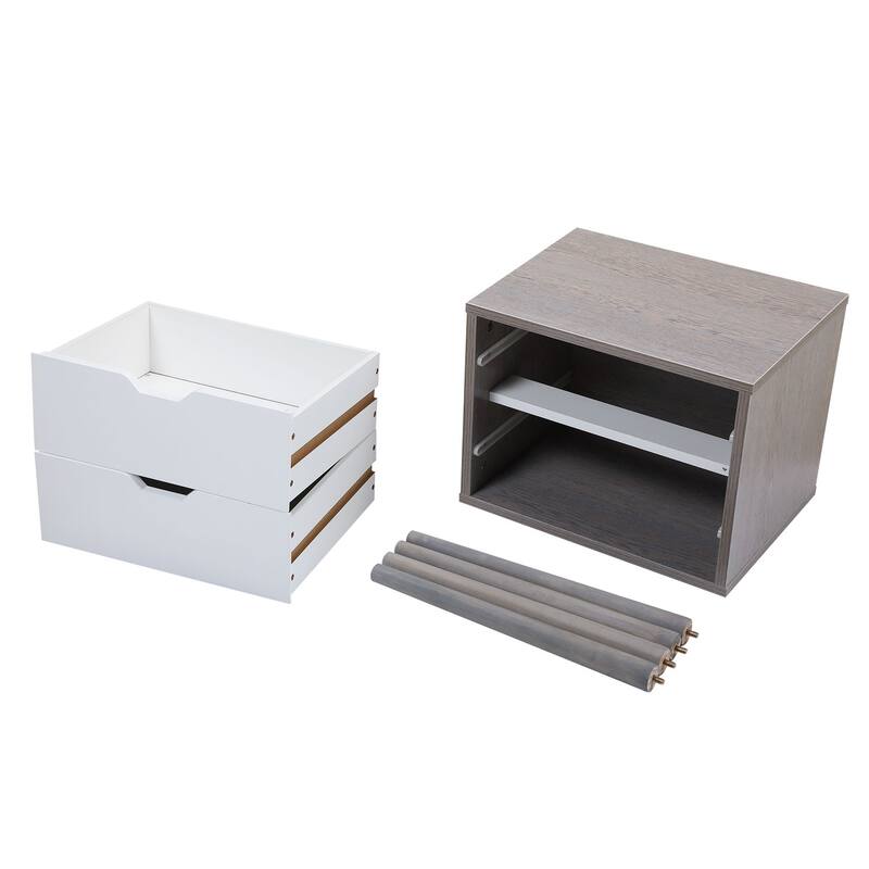 Set Of 2 Bedside Table With Two Drawer Storage Design For Living Room Sofa -