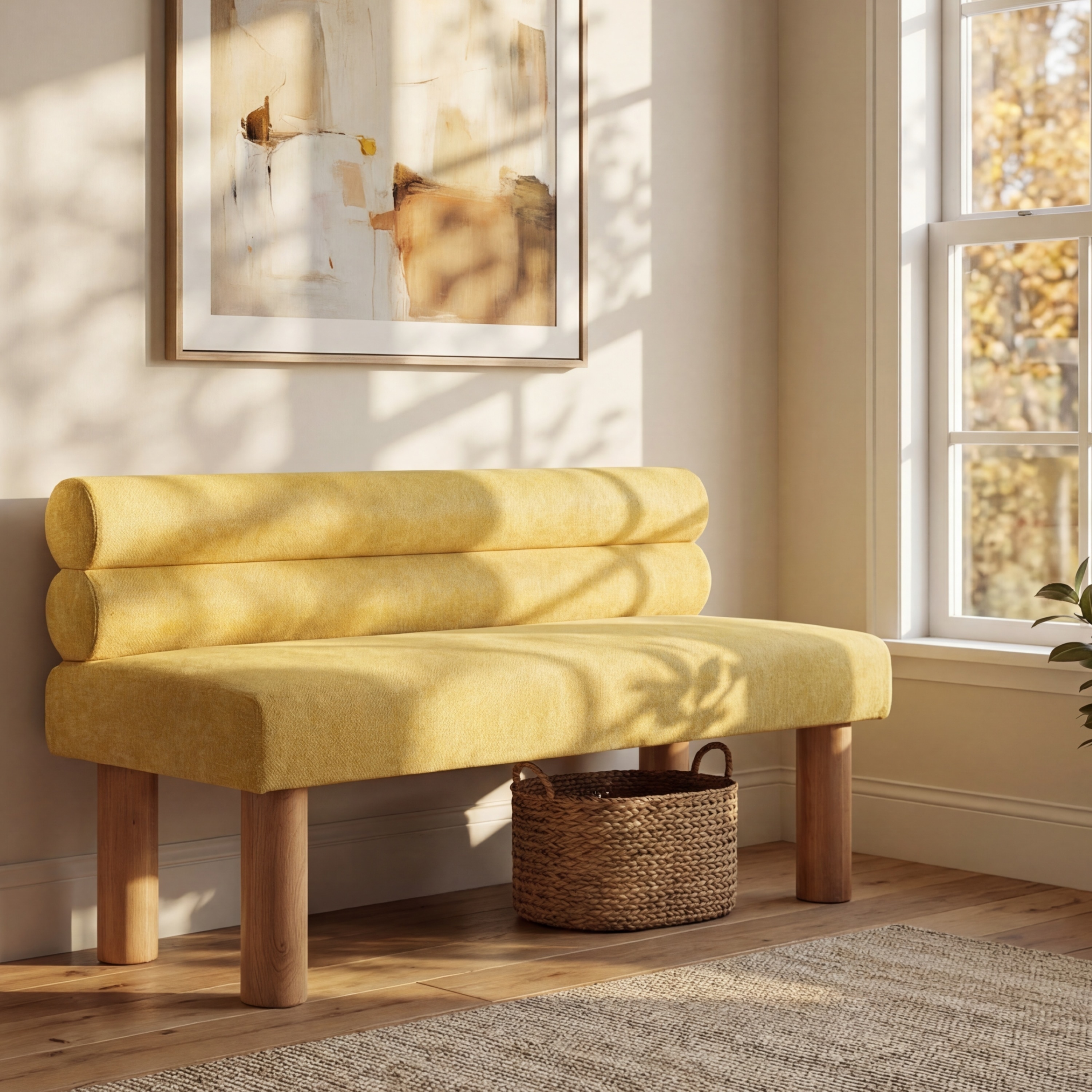 Christopher Knight Home - Modern Upholstered Bench with Padded Seat and Backrest