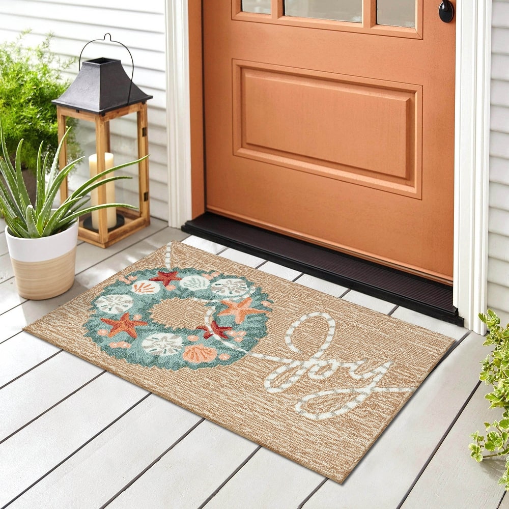 Liora Manne Frontporch Joyous Wreath Indoor/Outdoor Area Rug