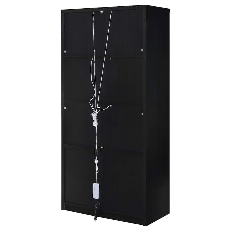 Riva 4-Door Tall Accent Display Cabinet Led Lighting Black
