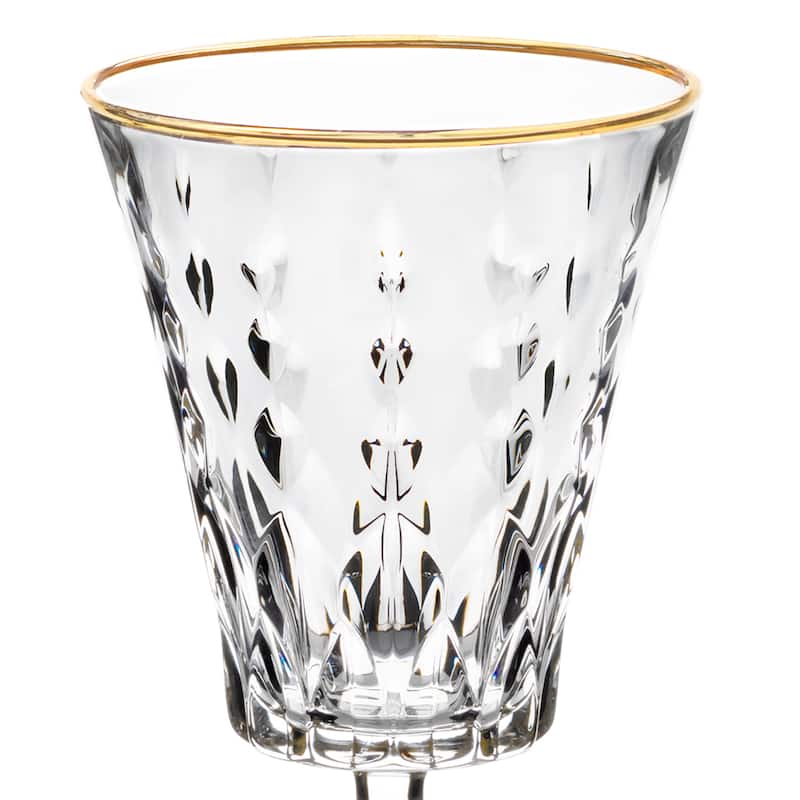 Lorren Home Trends Marilyn Gold Red Wine Goblets, Set of 4