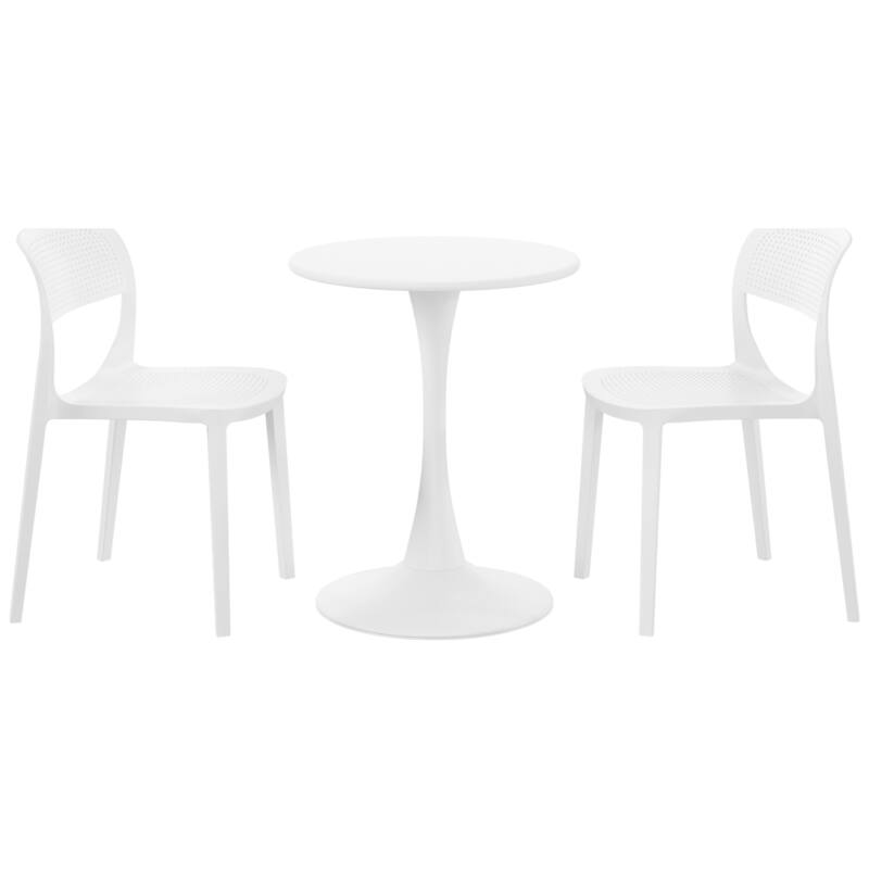 Frond and Form 2-Person Outdoor Round Dining Set - White
