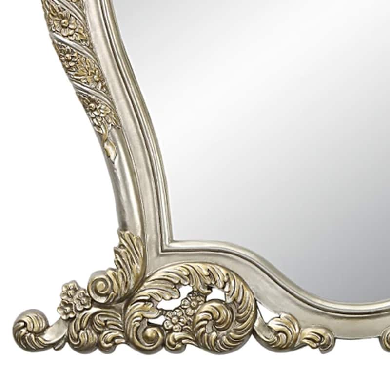 Mas 59 Inch Classic Wood Mirror, Ornate Carved Frame, Champagne Gold