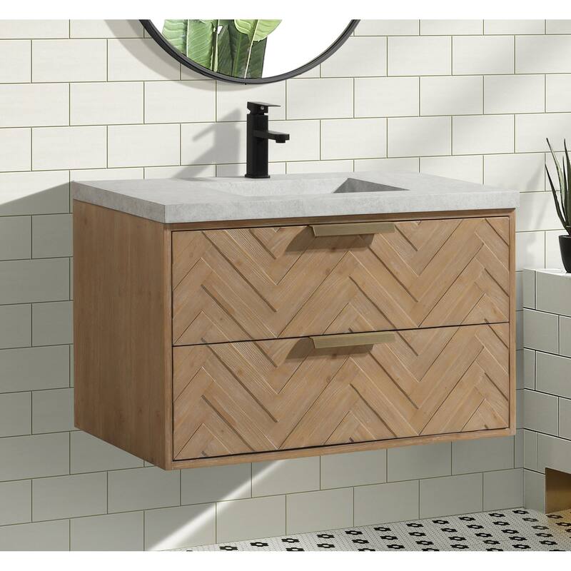 Ari Bath Carlsbad 36" Floating Bathroom Vanity Weathered Fir