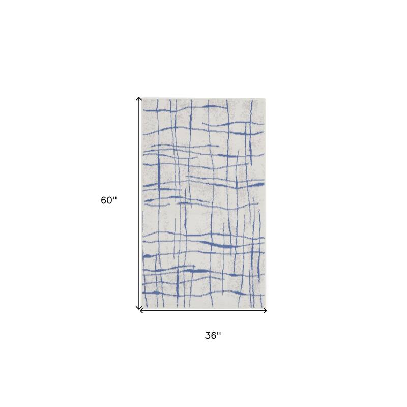 Power Loomed Distressed Geometric Abstract Modern Stain Resistant Area Rug - 60' X '36' X '0.39