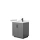 preview thumbnail 154 of 168, Miranda Single Vanity Set, Cultured Marble Top, No Mirror 30-Inch Single - Dark Gray, Black Trim, White Cultured Marble Top